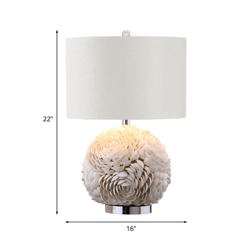 Sophie - Rustic Charm: Rose Globe Shell 1-Light White Nightstand Lamp