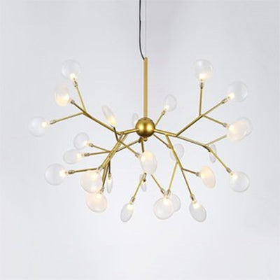 Modernist Glass Hanging Lamp With Leaf Shade - 27/36 Lights Chandelier Pendant Light In Black/Gold