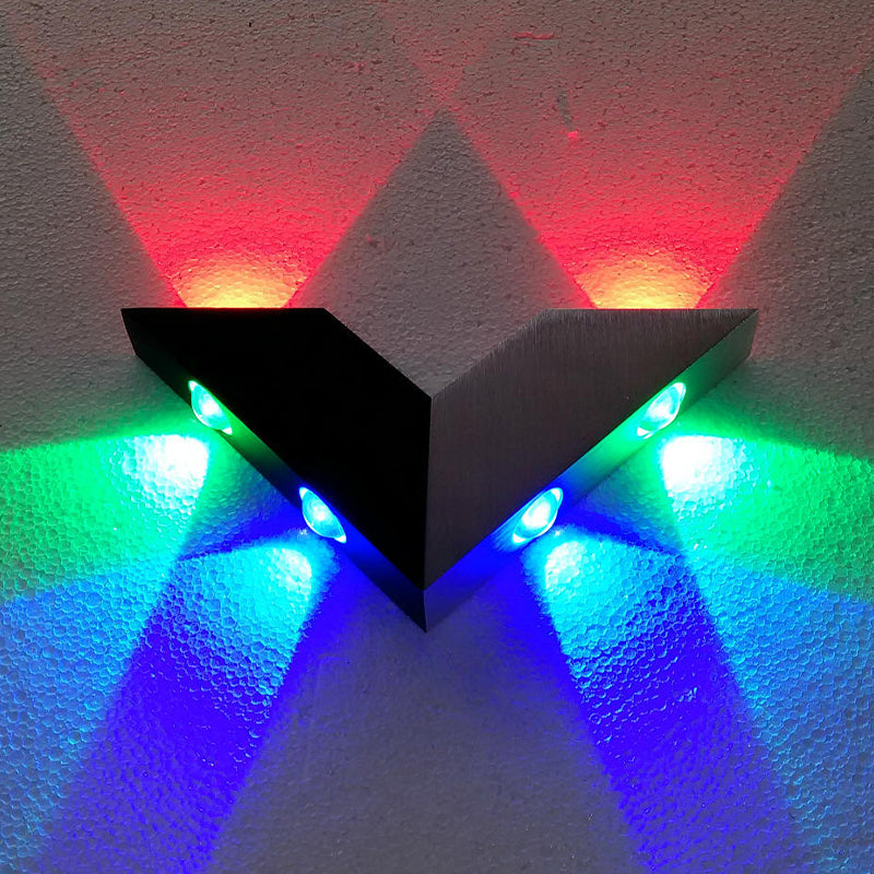 Modern V-Neck Metal Sconce Led Wall Light With Rgb Color Black/Silver Black-Silver