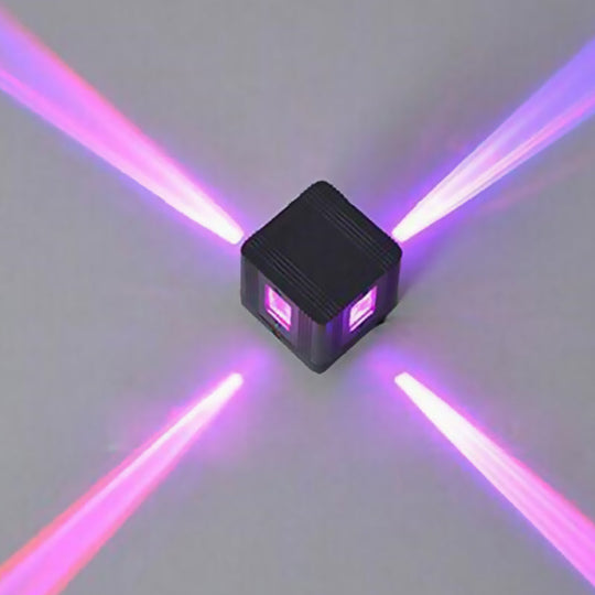 Modern Cubic Led Wall Lamp In Black With Colorful Light Options & Aluminum Finish