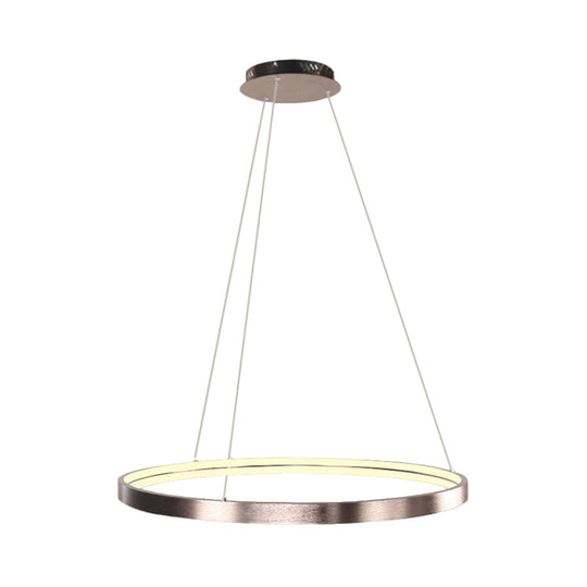 Modern Led Chandelier Light - 16/23.5/31.5 Dia Acrylic Shade Brown Ring Warm/White/Natural