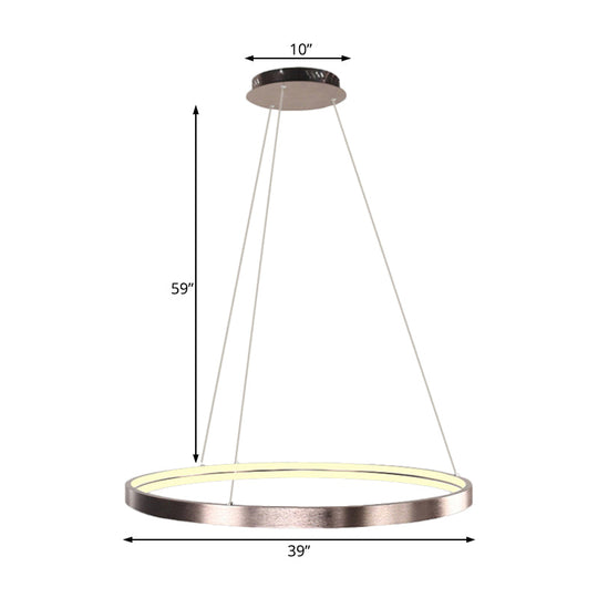 Modern Led Chandelier Light - 16/23.5/31.5 Dia Acrylic Shade Brown Ring Warm/White/Natural