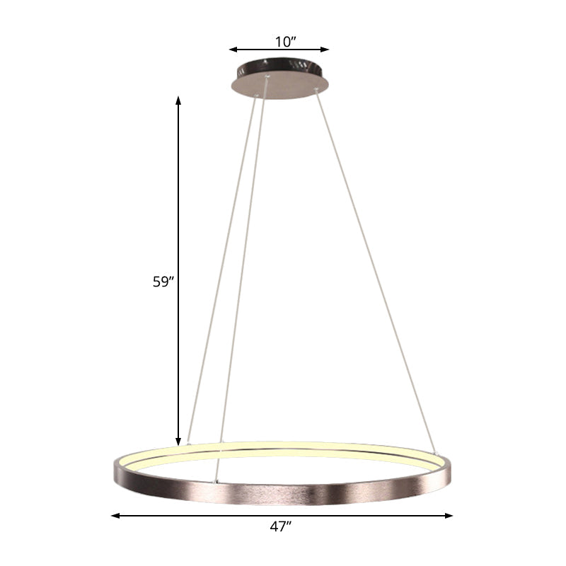 Modern Led Chandelier Light - 16/23.5/31.5 Dia Acrylic Shade Brown Ring Warm/White/Natural