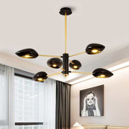 Contemporary Ellipse Dining Room Hanging Light Fixture - Metal 5/6/8 Lights Black/White Chandelier