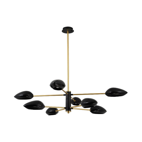 Contemporary Ellipse Dining Room Hanging Light Fixture - Metal 5/6/8 Lights Black/White Chandelier