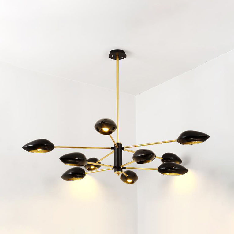 Contemporary Ellipse Dining Room Hanging Light Fixture - Metal 5/6/8 Lights Black/White Chandelier