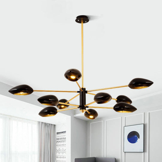 Contemporary Ellipse Dining Room Hanging Light Fixture - Metal 5/6/8 Lights Black/White Chandelier