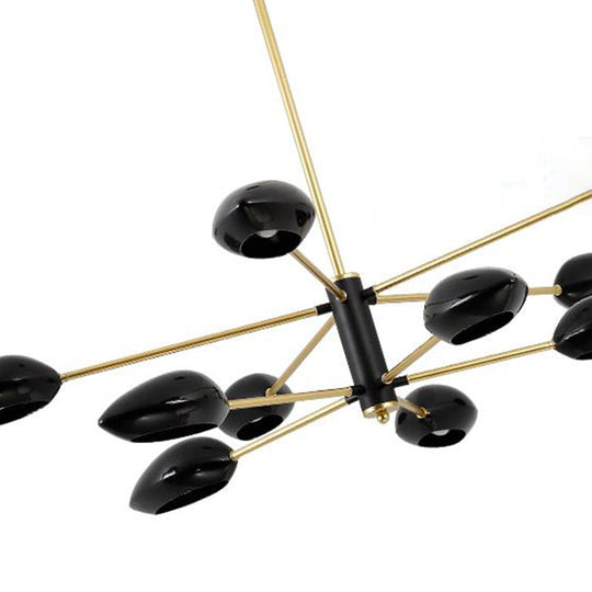 Contemporary Ellipse Dining Room Hanging Light Fixture - Metal 5/6/8 Lights Black/White Chandelier