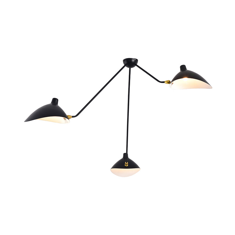 Metal Duckbill Hanging Lamp Post Modern 2/3/5 Lights Black Living Room Chandelier Light