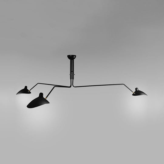 Metal Duckbill Hanging Lamp Post Modern 2/3/5 Lights Black Living Room Chandelier Light