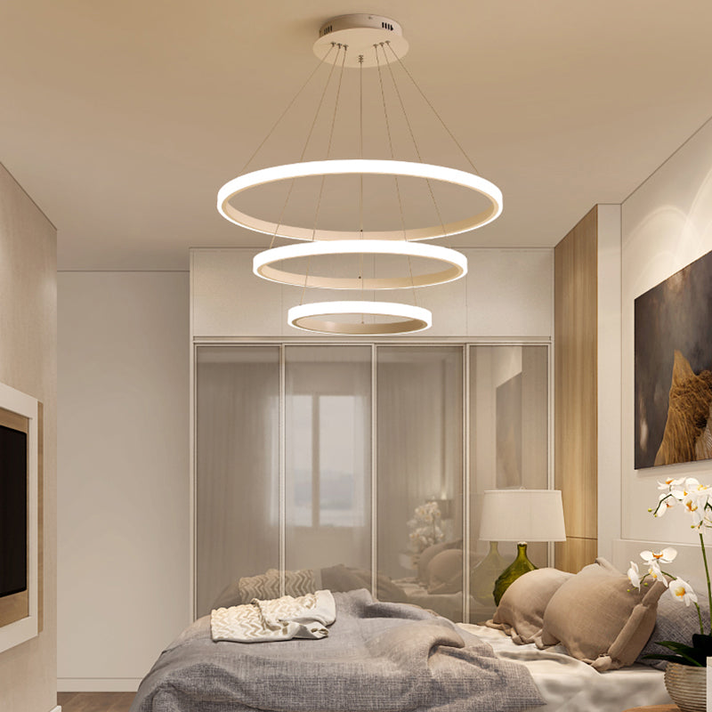 Simple Acrylic Led Pendant Light With Loop Design - Warm/White/Natural Options