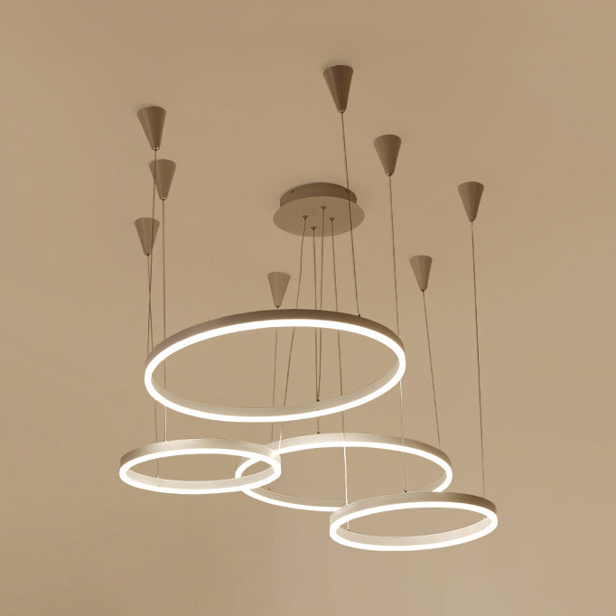 Modern Acrylic Led Chandelier Pendant Light - White Ceiling Fixture In Warm/White/Natural / Warm