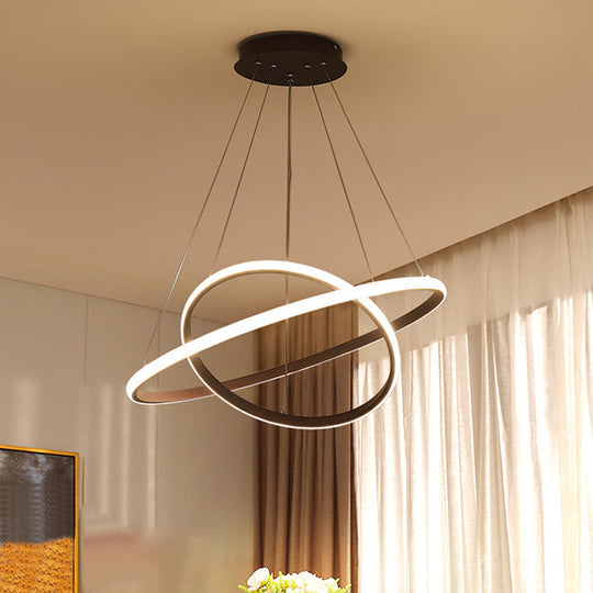 Contemporary Brown Multi-Ring Chandelier With Acrylic Shades - Led Pendant Lights For Living Room