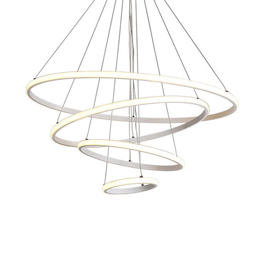 Contemporary Brown Multi-Ring Chandelier With Acrylic Shades - Led Pendant Lights For Living Room