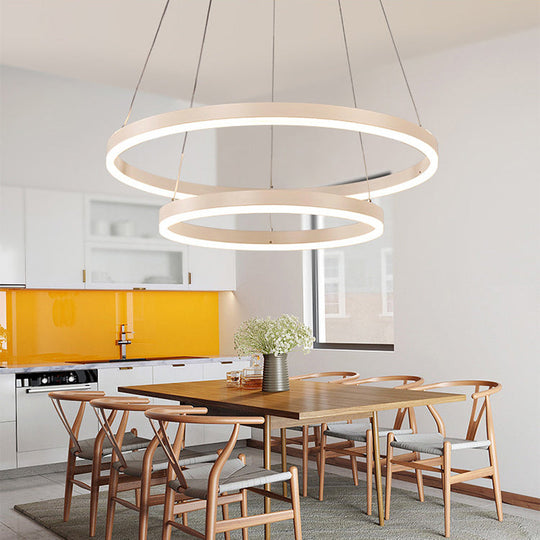 Modern 1/2/3-Light Chandelier Pendant With Acrylic Shade - Brown/Black/White Ceiling Light In