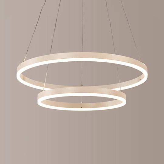 Modern 1/2/3-Light Chandelier Pendant With Acrylic Shade - Brown/Black/White Ceiling Light In