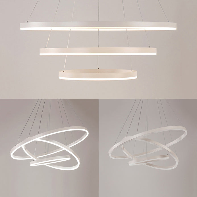 Modern 1/2/3-Light Chandelier Pendant With Acrylic Shade - Brown/Black/White Ceiling Light In