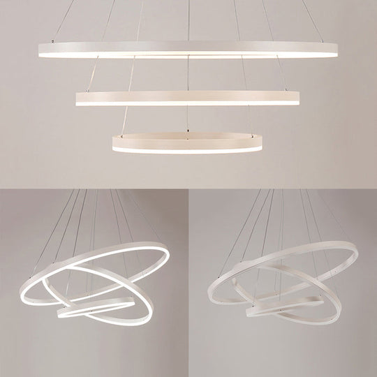 Modern 1/2/3-Light Chandelier Pendant With Acrylic Shade - Brown/Black/White Ceiling Light In