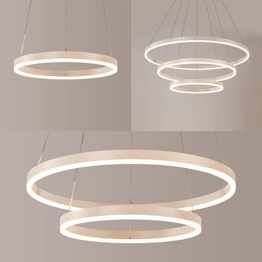 Modern 1/2/3-Light Chandelier Pendant With Acrylic Shade - Brown/Black/White Ceiling Light In