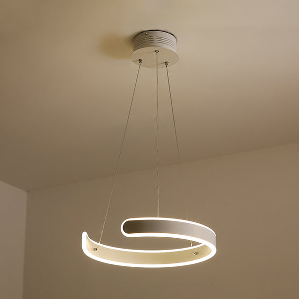 Postmodern Led Suspension Light With Acrylic Shade - 1/2/3-Light Brown/White Ring Chandelier Pendant