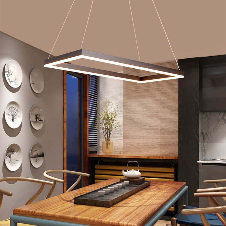 Led Multi-Layer Acrylic Bedroom Chandelier - Minimalist Suspension Pendant In Coffee With