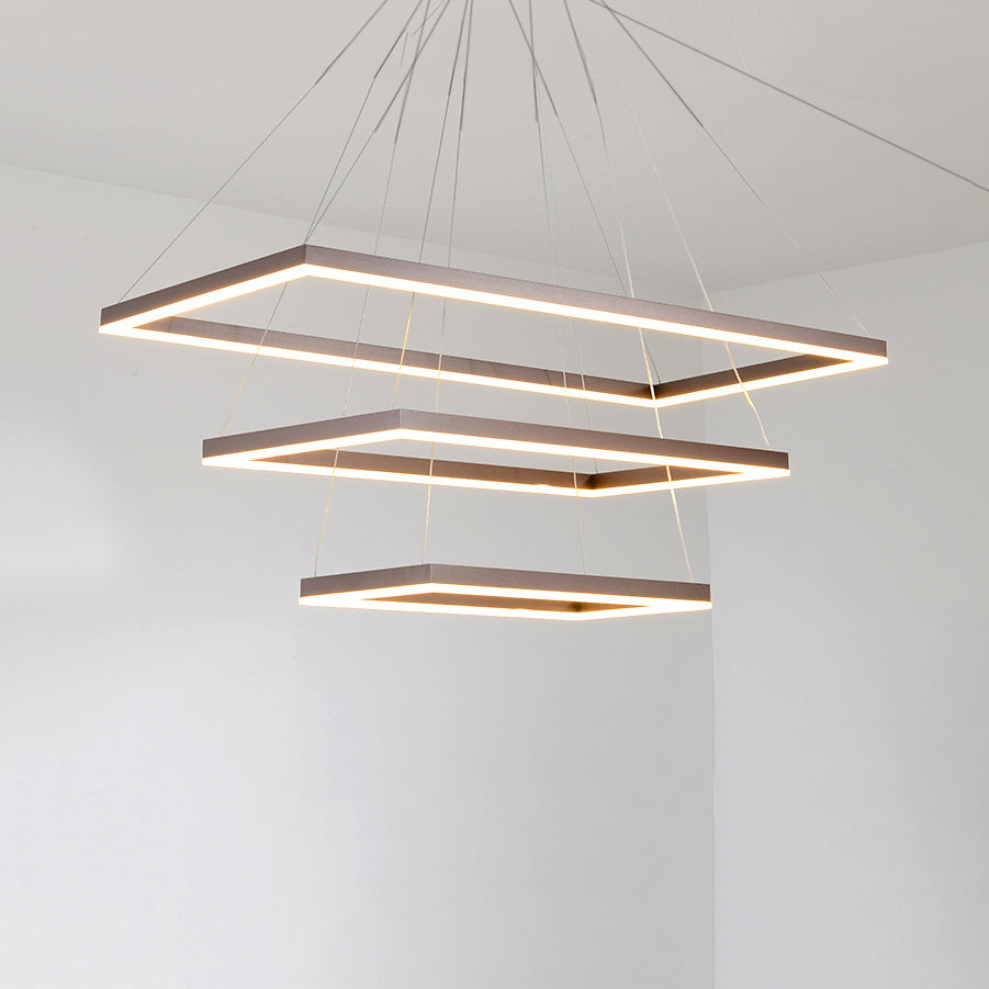 Led Multi-Layer Acrylic Bedroom Chandelier - Minimalist Suspension Pendant In Coffee With