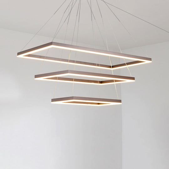 Led Multi-Layer Acrylic Bedroom Chandelier - Minimalist Suspension Pendant In Coffee With