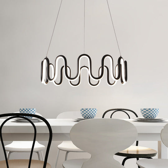 Black Curved Led Chandelier Pendant - Simple Design 1/2/3-Head Acrylic Suspension Warm/White Light