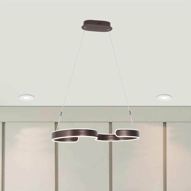 Modern S-Shaped Led Acrylic Chandelier - Brown/Gold Finish 23.5/31.5 Wide Warm/White/Natural Light