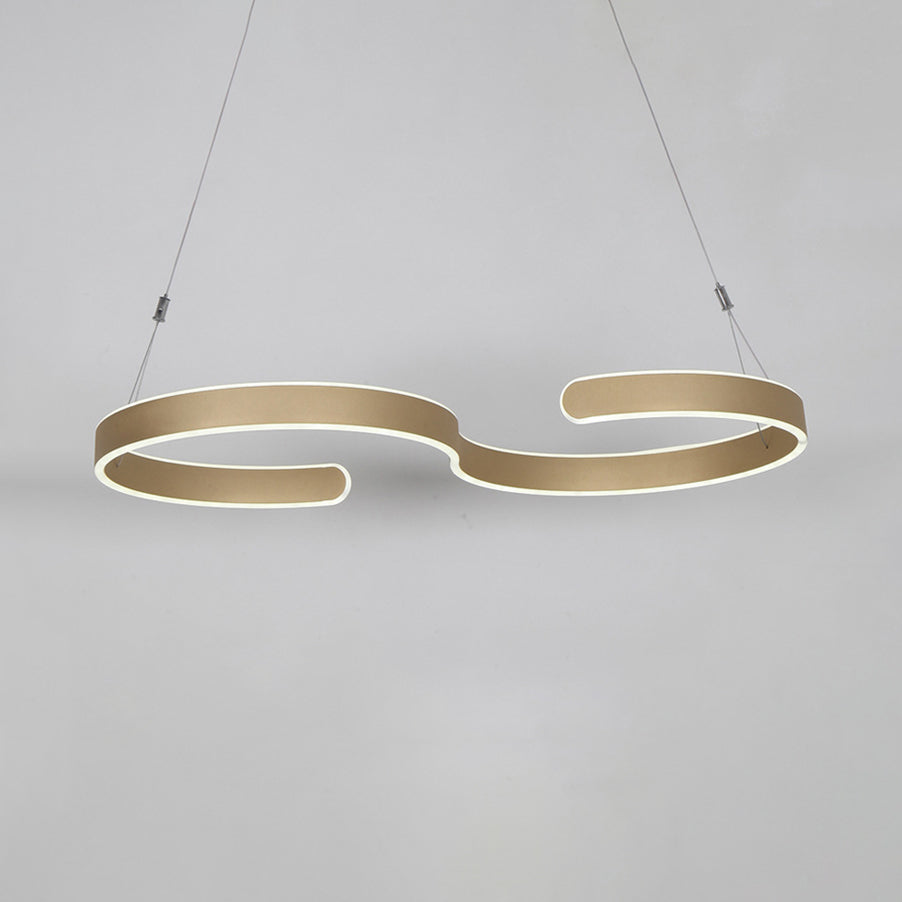 Modern S-Shaped Led Acrylic Chandelier - Brown/Gold Finish 23.5/31.5 Wide Warm/White/Natural Light