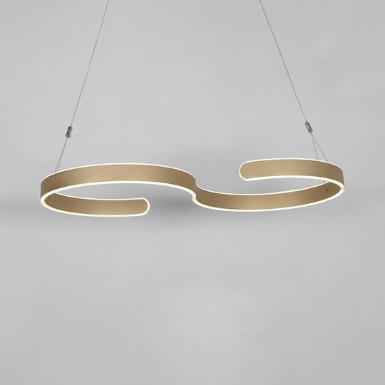 Modern S-Shaped Led Acrylic Chandelier - Brown/Gold Finish 23.5/31.5 Wide Warm/White/Natural Light