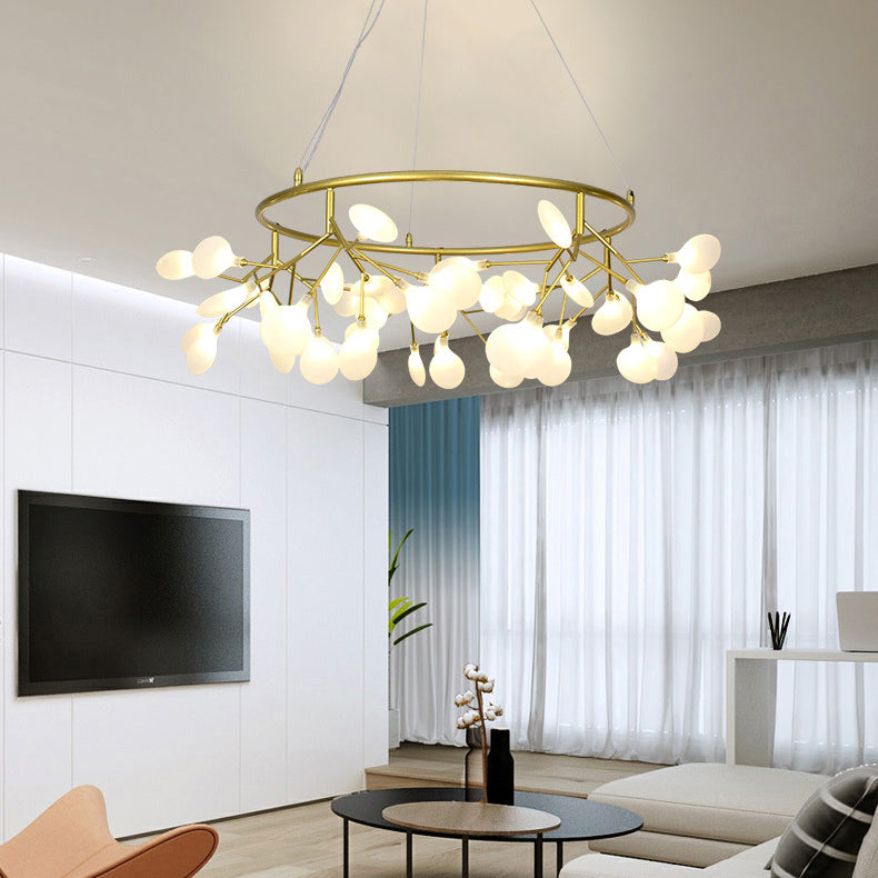 Leaf-Shaped Pendant Lamp: Modern Acrylic Living Room Chandelier In Black/Gold 31.5/35.5 W Gold / 41