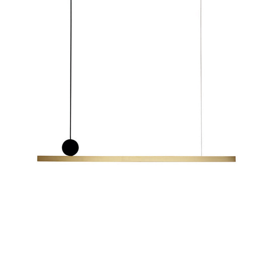 Modern Brass Integrated Led Linear Chandelier Hanging Light Fixture For Dining Room 34.5/46.5 Width