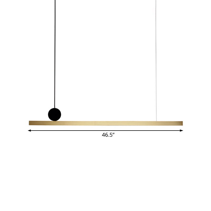 Modern Brass Integrated Led Linear Chandelier Hanging Light Fixture For Dining Room 34.5/46.5 Width