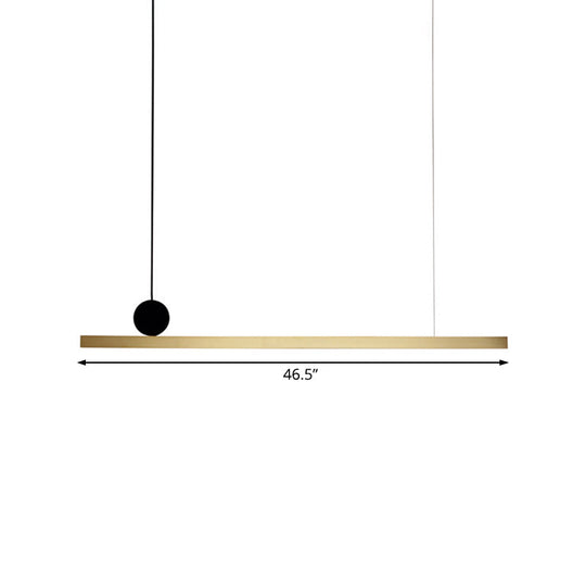 Modern Brass Integrated Led Linear Chandelier Hanging Light Fixture For Dining Room 34.5/46.5 Width