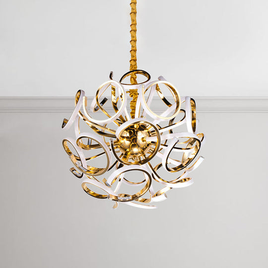 Contemporary Acrylic Globe 12/18/24-Light Gold/Silver Hanging Ceiling Chandelier Pendant Light in White/Warm