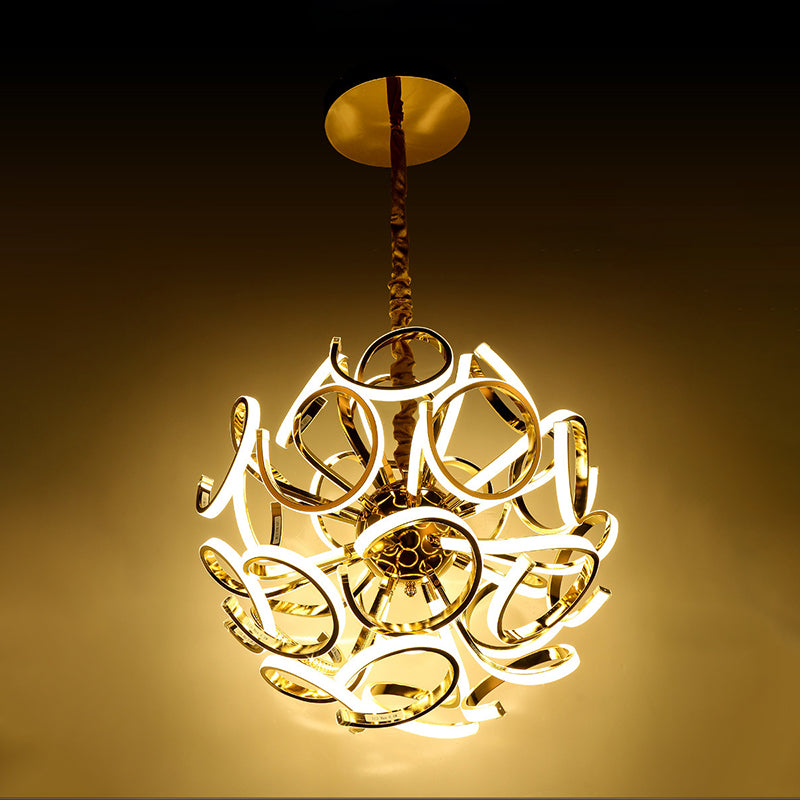 Globe Chandelier Pendant Light - Contemporary Acrylic Gold/Silver Finish 12/18/24 Lights White/Warm