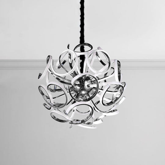 Contemporary Acrylic Globe 12/18/24-Light Gold/Silver Hanging Ceiling Chandelier Pendant Light in White/Warm