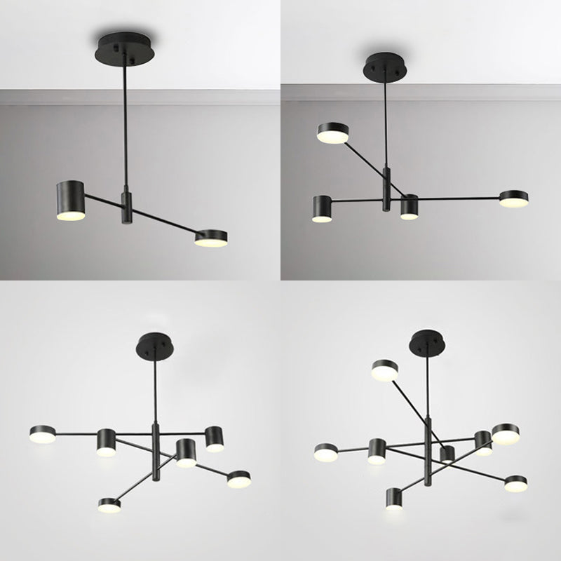 Simple Style Multi-Tier Asymmetrical Chandelier Light With Multiple Head Options - Black/White