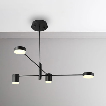 Simple Style Multi-Tier Asymmetrical Chandelier Light With Multiple Head Options - Black/White