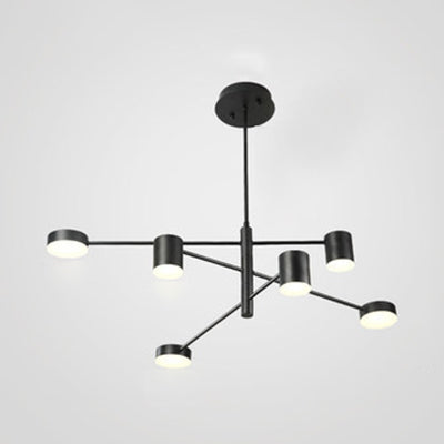 Simple Style Multi-Tier Asymmetrical Chandelier Light With Multiple Head Options - Black/White