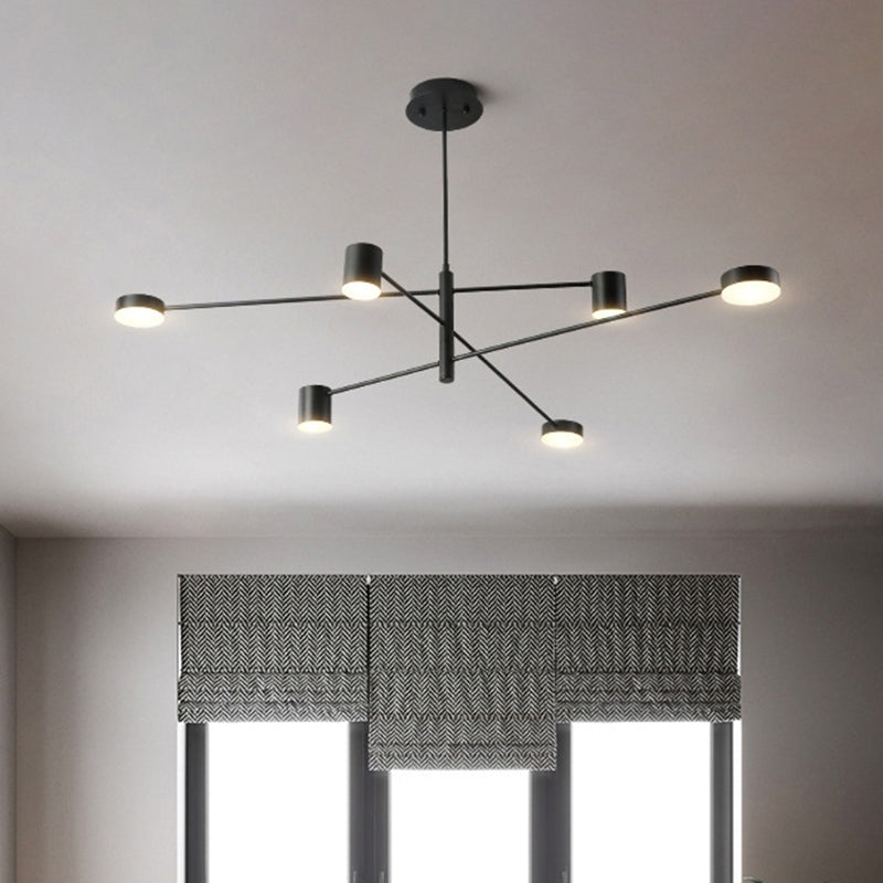 Simple Style Multi-Tier Asymmetrical Chandelier Light With Multiple Head Options - Black/White