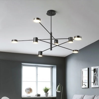 Simple Style Black/White Metal Multi-Tier Asymmetrical 2/4/6/8-Head Pendant Light in Warm/White/Third Gear - Chandelier Light