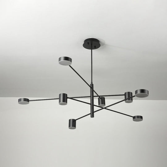 Simple Style Multi-Tier Asymmetrical Chandelier Light With Multiple Head Options - Black/White