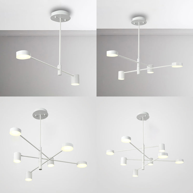 Simple Style Multi-Tier Asymmetrical Chandelier Light With Multiple Head Options - Black/White