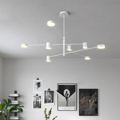 Simple Style Black/White Metal Multi-Tier Asymmetrical 2/4/6/8-Head Pendant Light in Warm/White/Third Gear - Chandelier Light