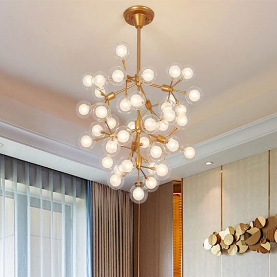 Modern Clear Glass Ball Chandelier Pendant Light - Golden Hanging Lamp For Living Room (25/45