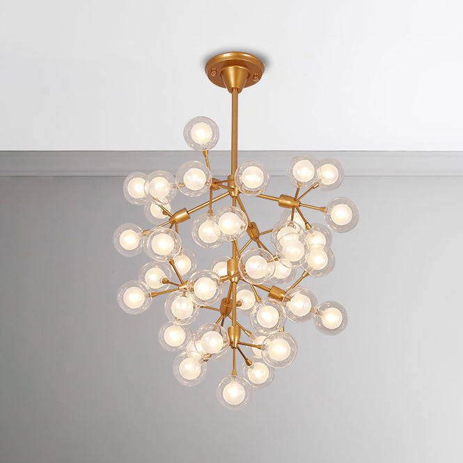 Modern Clear Glass Ball Chandelier Pendant Light - Golden Hanging Lamp For Living Room (25/45