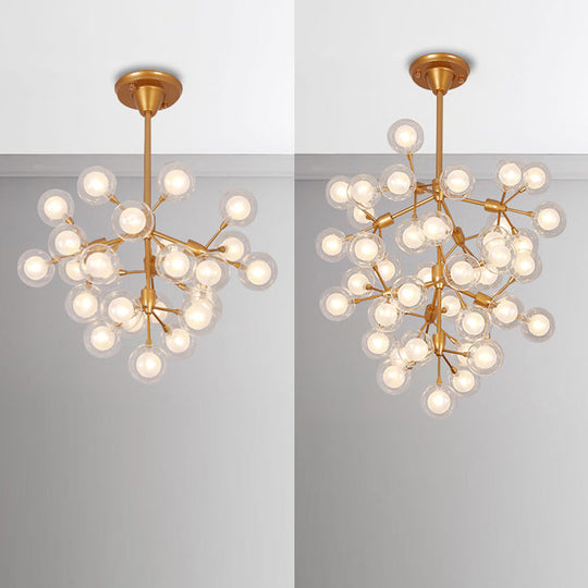 Modern Clear Glass Ball Chandelier Pendant Light - Golden Hanging Lamp For Living Room (25/45