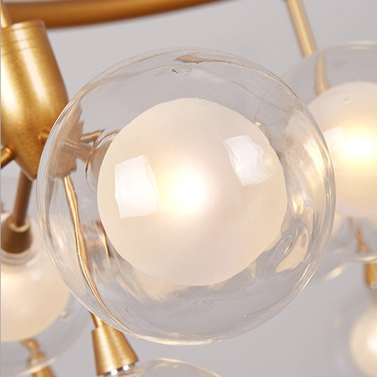 Modern Clear Glass Ball Chandelier Pendant Light - Golden Hanging Lamp For Living Room (25/45